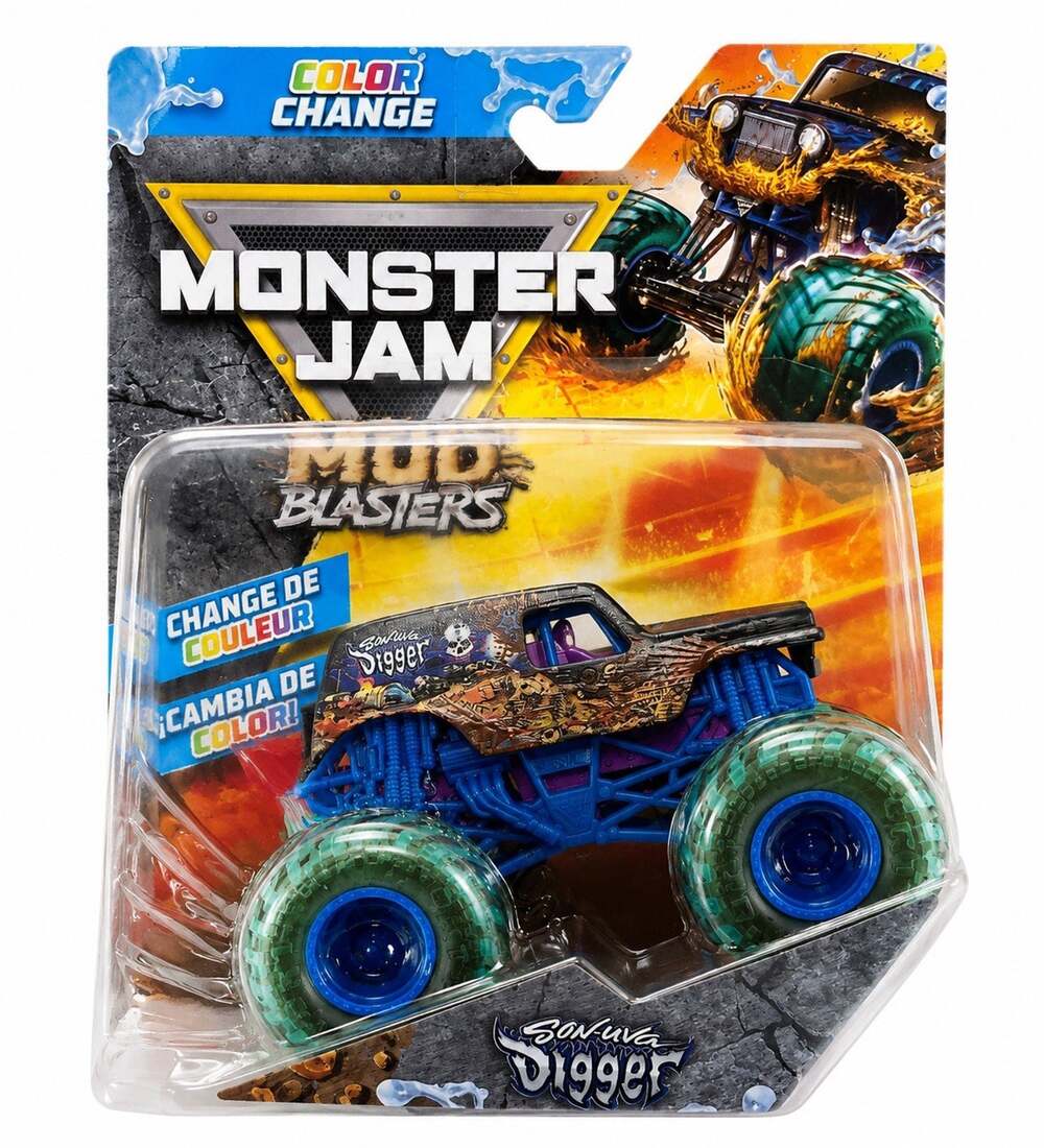 MONSTER JAM TRUCKS 1:64 MUD BLASTERS COLOR CHANGE SON-UVA DIGGER NEW 2025